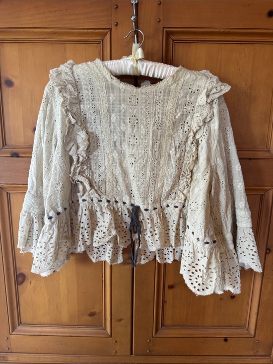 Magnolia Pearl Tops - Magnolia Pearl Cream Eyelet Ruffle Blouse